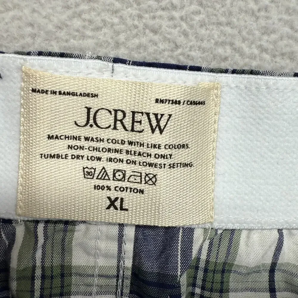 J Crew Boxers Men's XL Green Blue Shorts underwear Check Checkered Plaid NEW